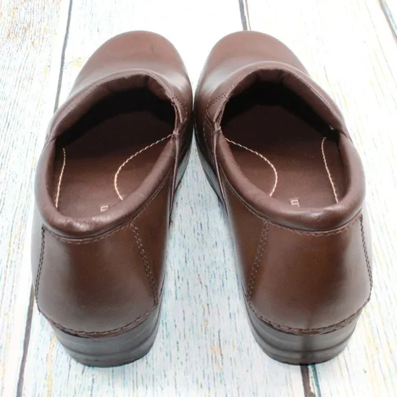 LL Bean Leather Clogs Brown Comfort Professional Nurse Shoes Size 8.5 M - Picture 6 of 9